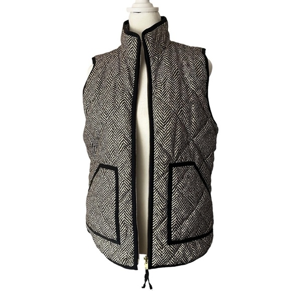 J Crew Stripe Quilted Zip Front Vest Sz S - Picture 1 of 8